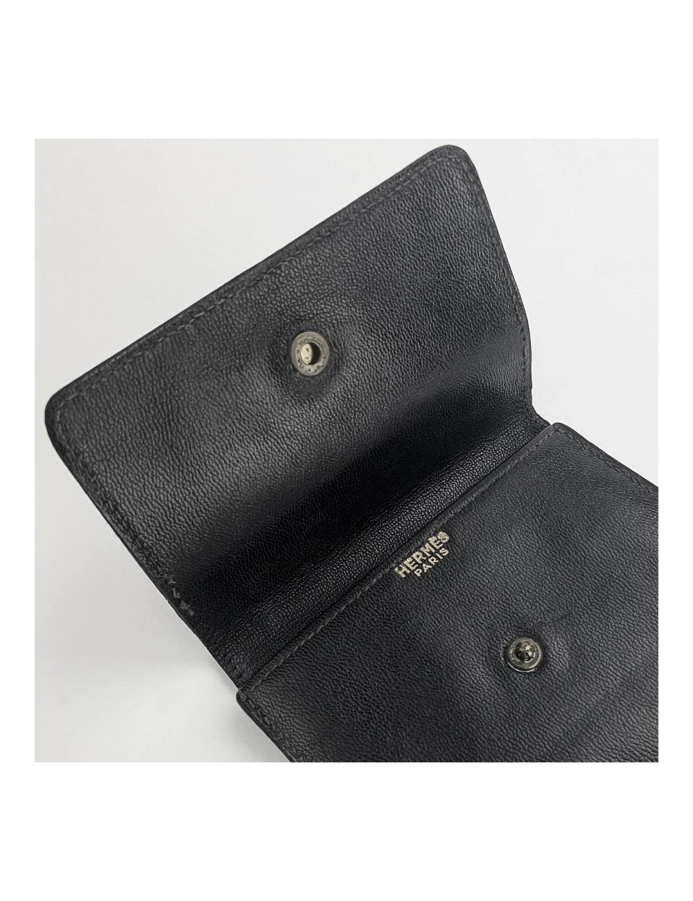 HERMES Vintage picture holder in black Box leather