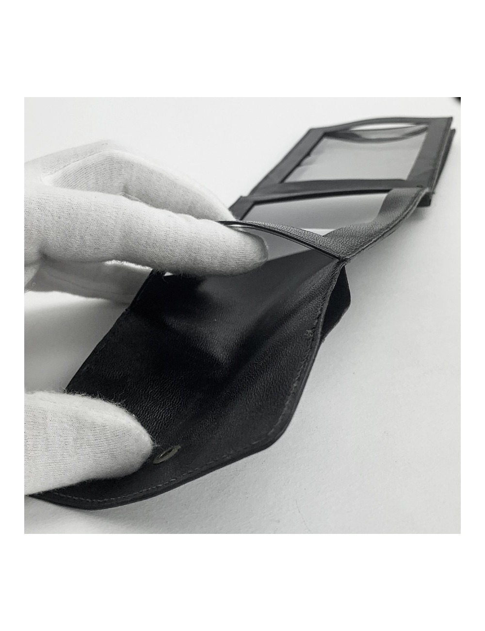 HERMES Vintage picture holder in black Box leather