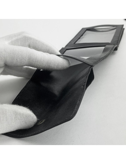 HERMES Vintage picture holder in black Box leather