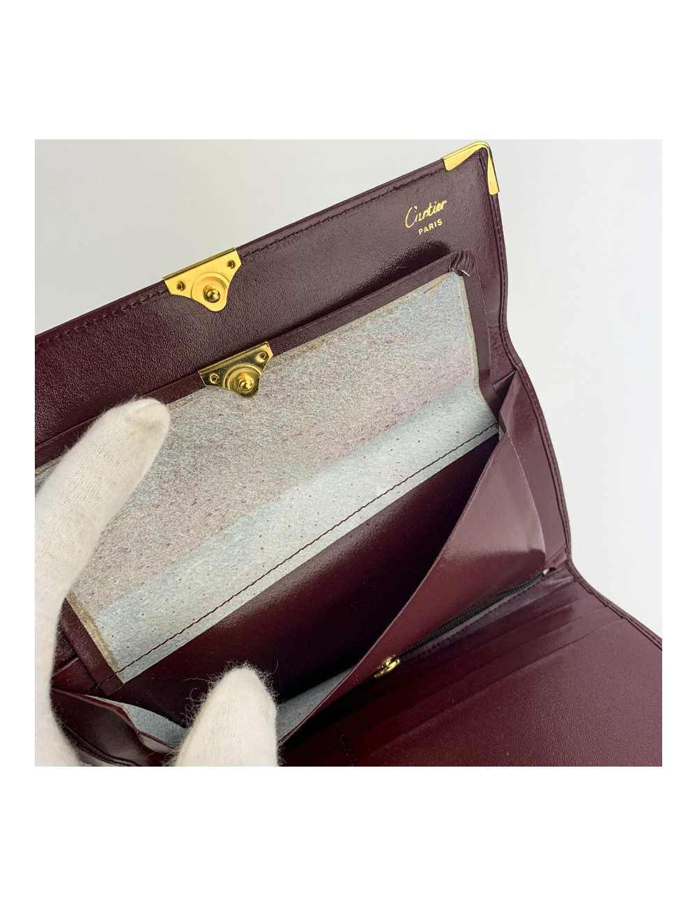 Cartier portefeuille cuir bordeaux