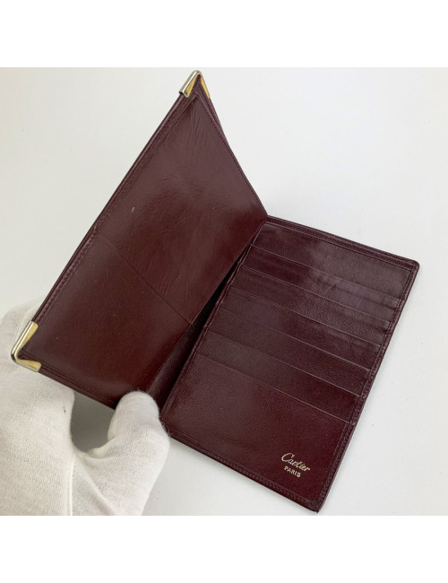 CARTIER Porte cartes cuir bordeaux 