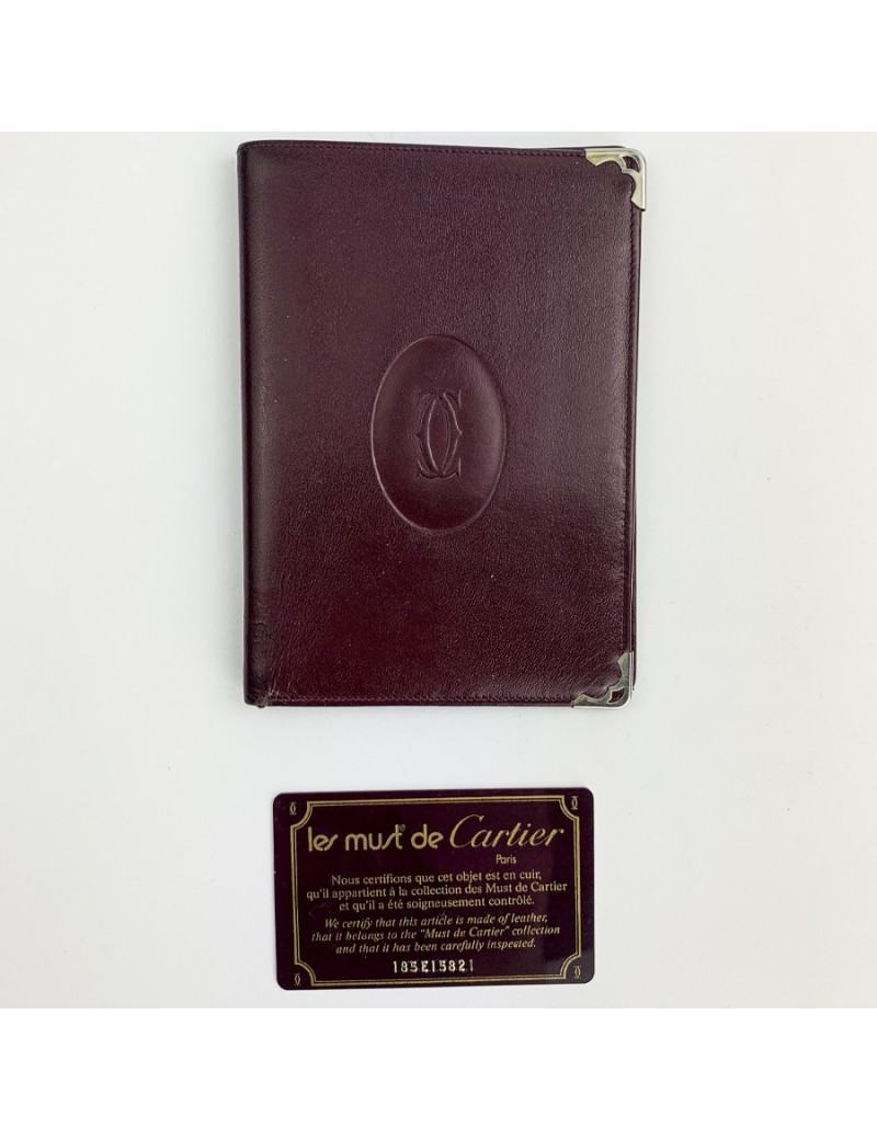CARTIER Porte cartes cuir bordeaux 