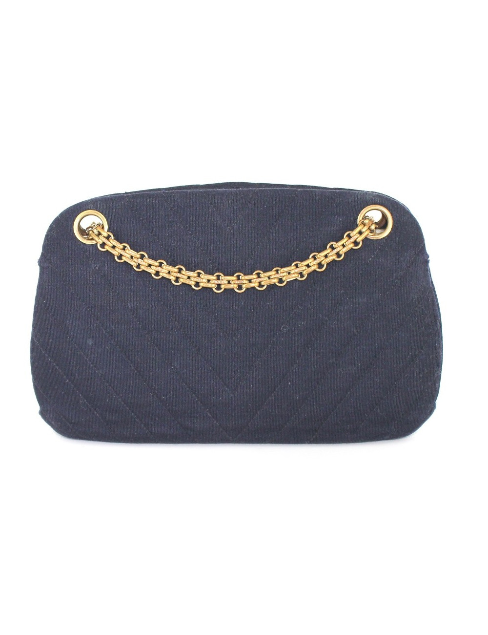 Sac CHANEL vintage en jersey bleu marine