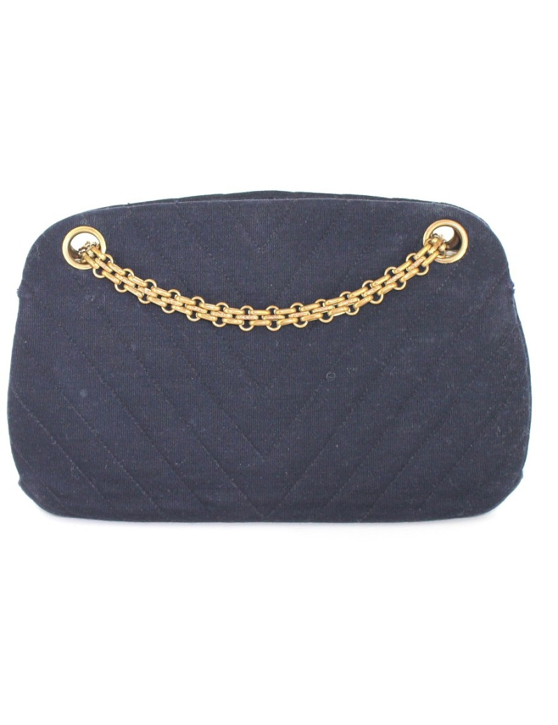 Sac CHANEL vintage en jersey bleu marine