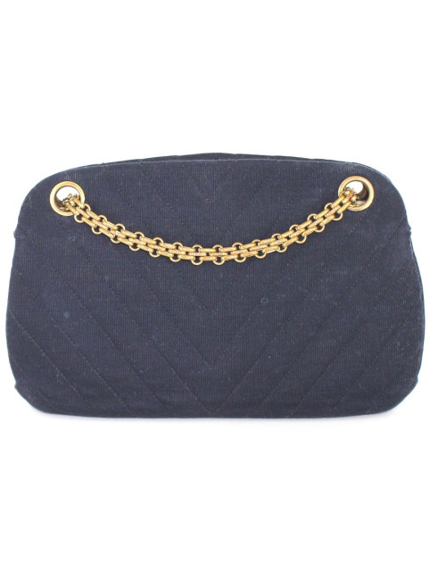 Sac CHANEL vintage en jersey bleu marine