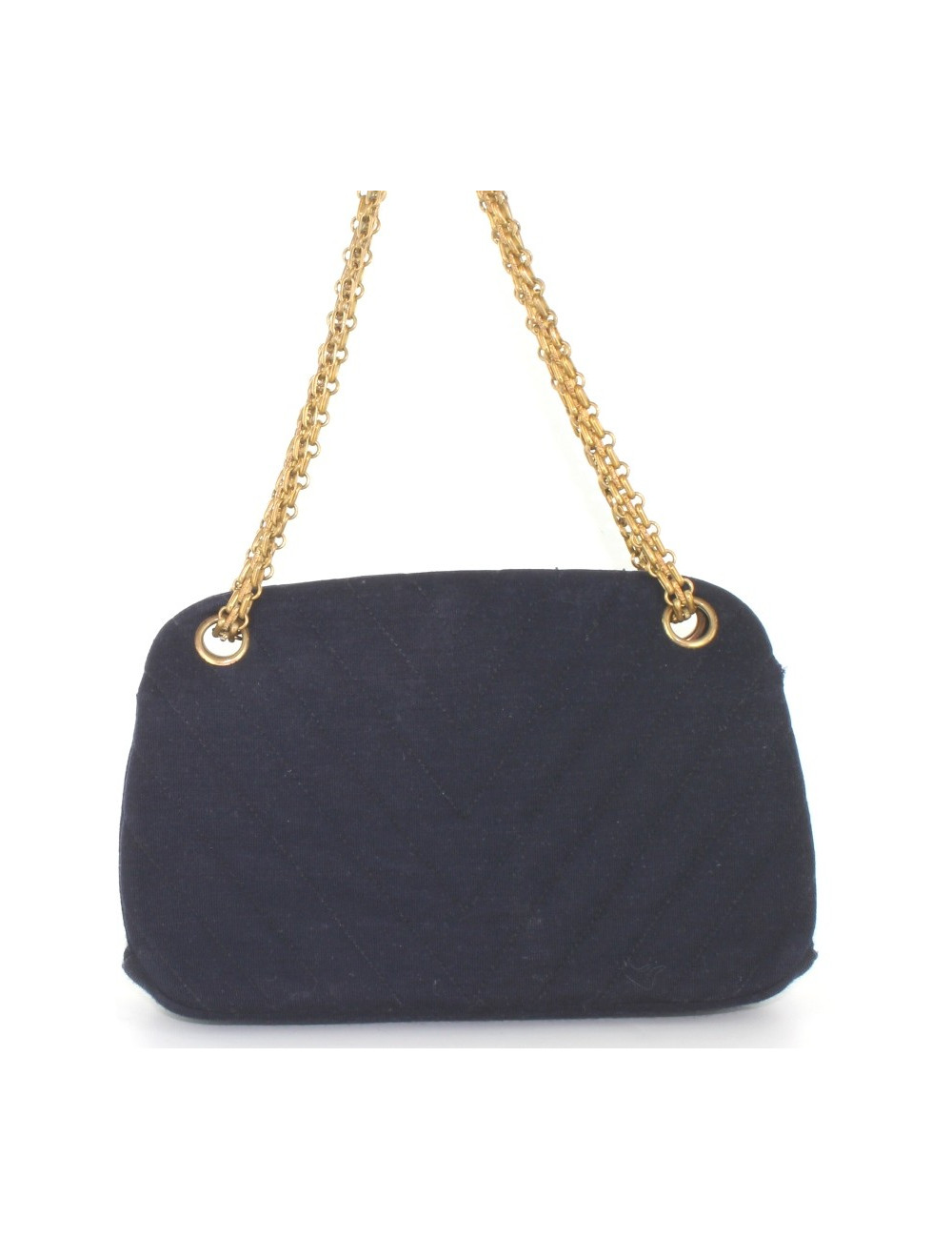 Sac CHANEL vintage en jersey bleu marine