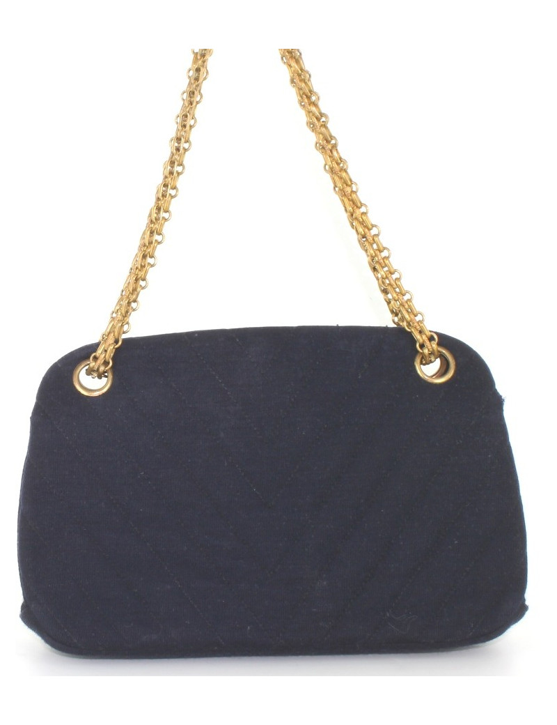 Sac CHANEL vintage en jersey bleu marine