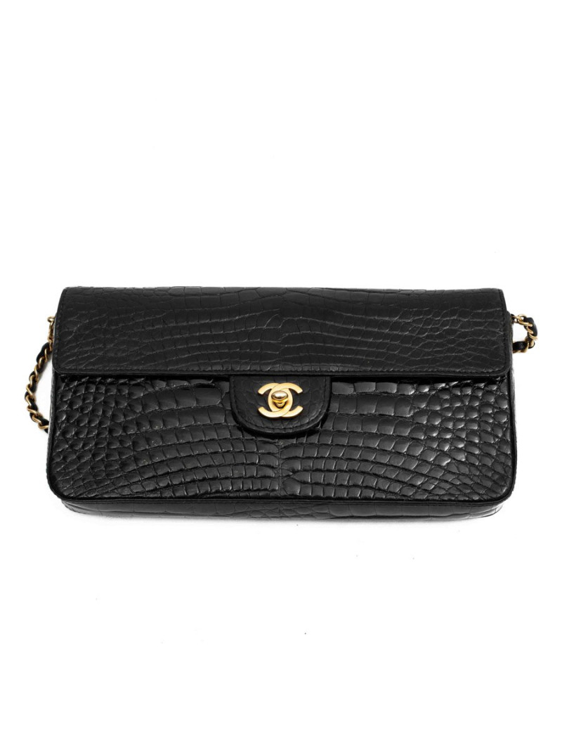 Sac baguette CHANEL alligator noir