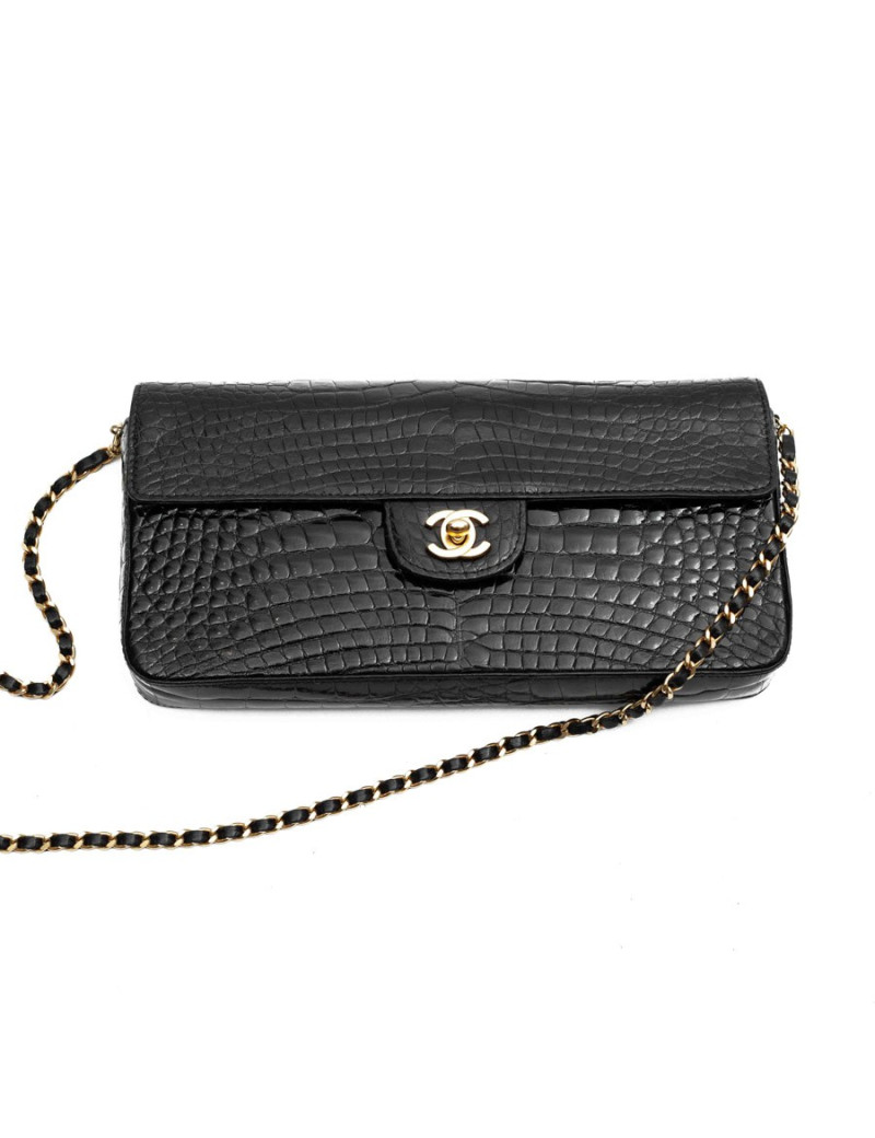 Sac baguette CHANEL alligator noir