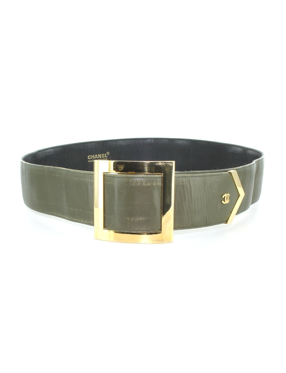Ceinture CHANEL en cuir kaki T 75