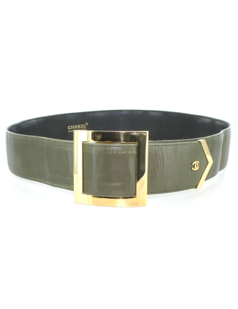 Ceinture CHANEL en cuir kaki T 75