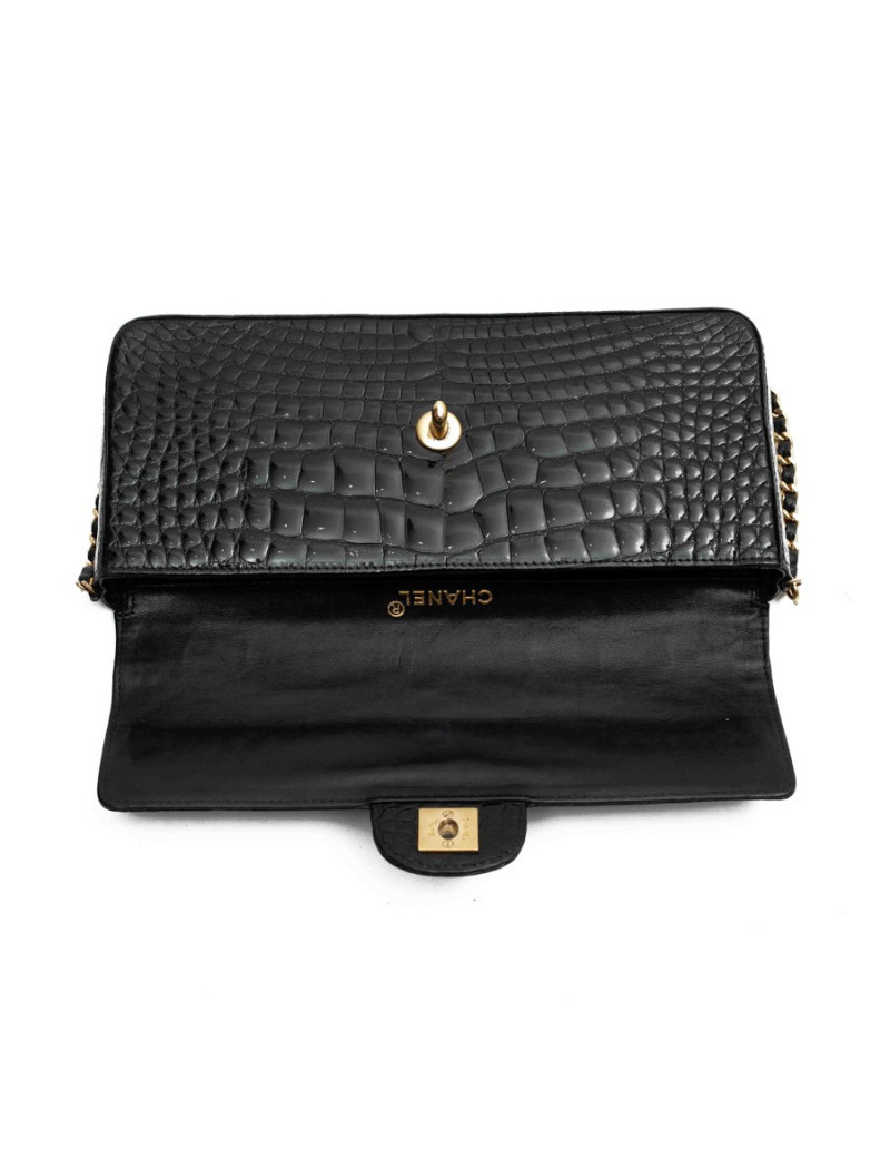 Sac baguette CHANEL alligator noir