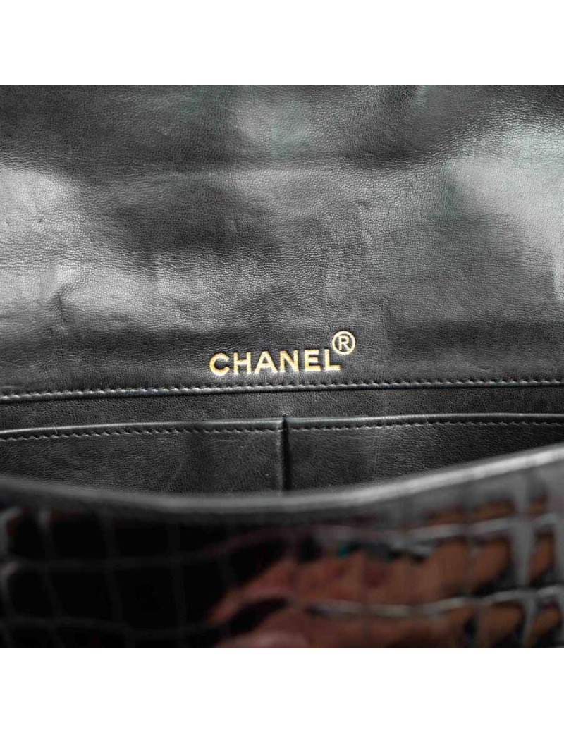 Sac baguette CHANEL alligator noir