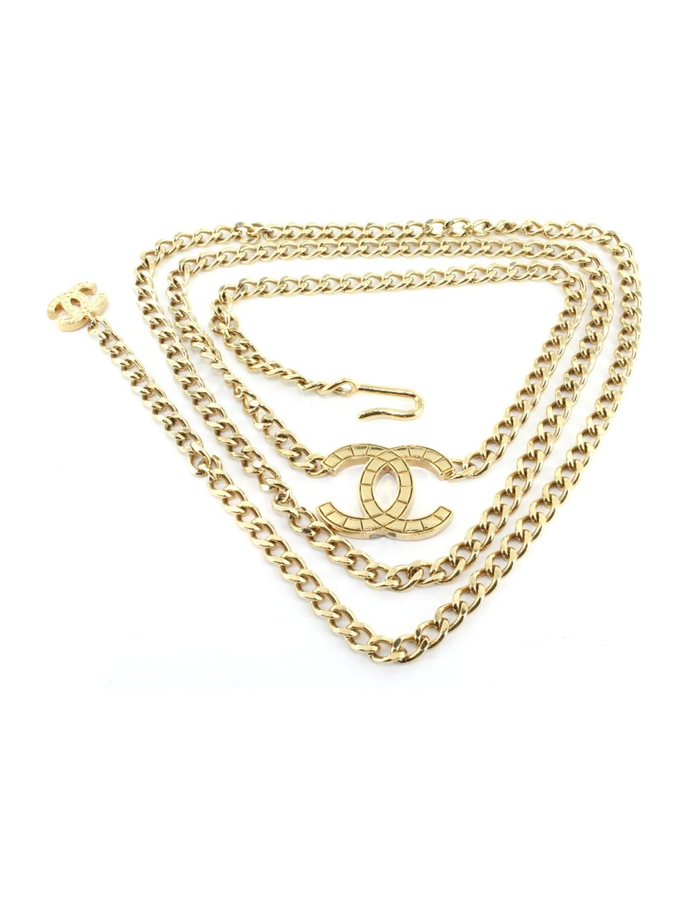 Ceinture CHANEL chaîné en métal doré et CC