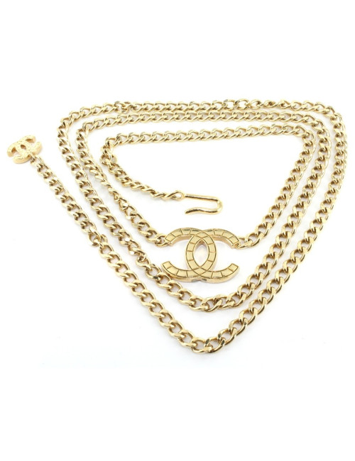 Ceinture CHANEL chaîné en métal doré et CC