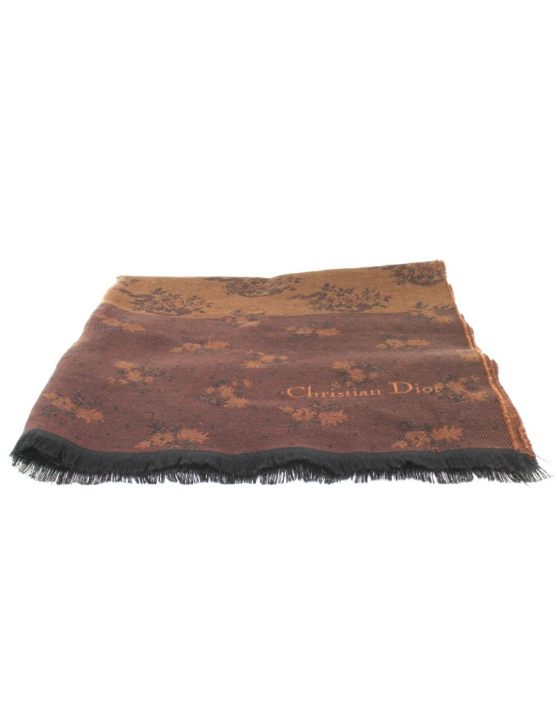 Echarpe CHRISTIAN DIOR marron imprimé fleuri