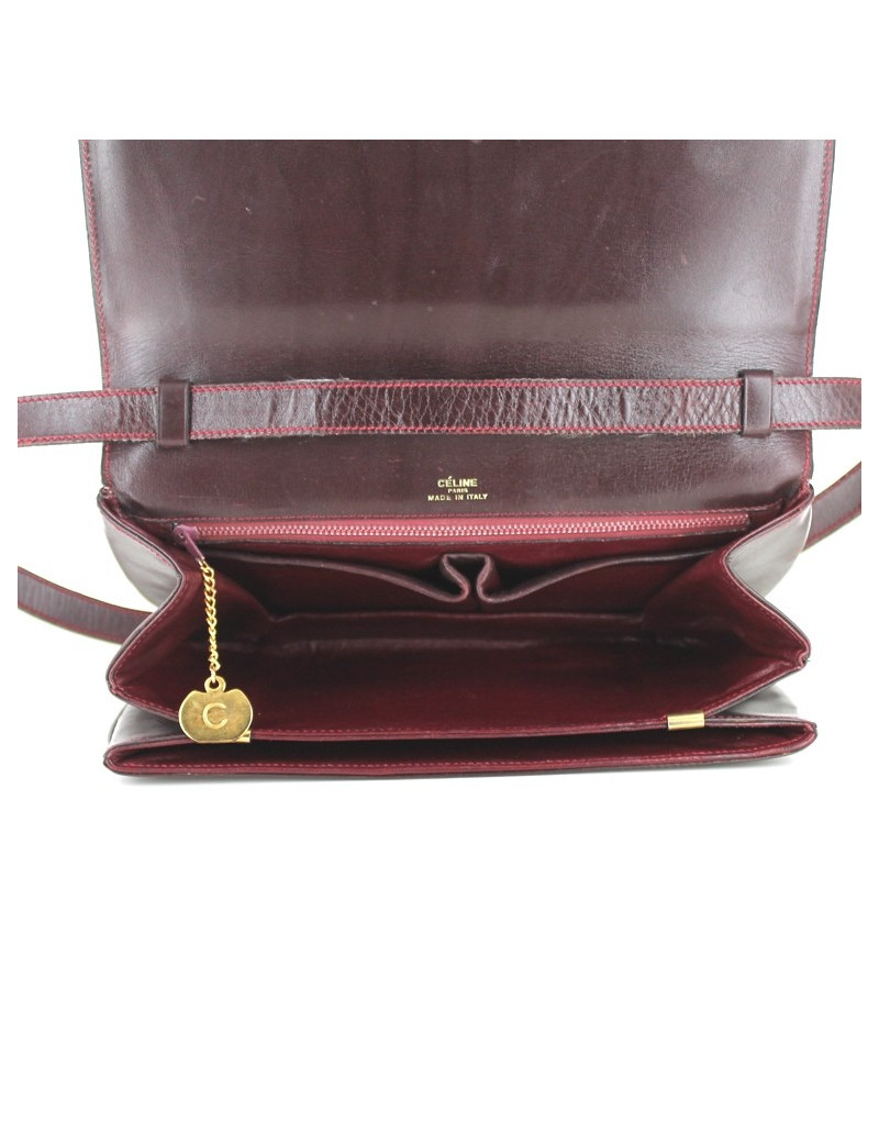 Pochette CELINE vintage en cuir bordeaux