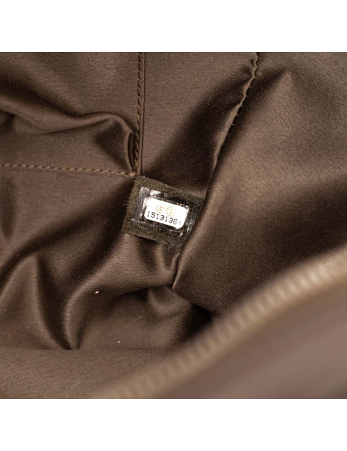 CHANEL tote bag quilted brown leather with gold threads