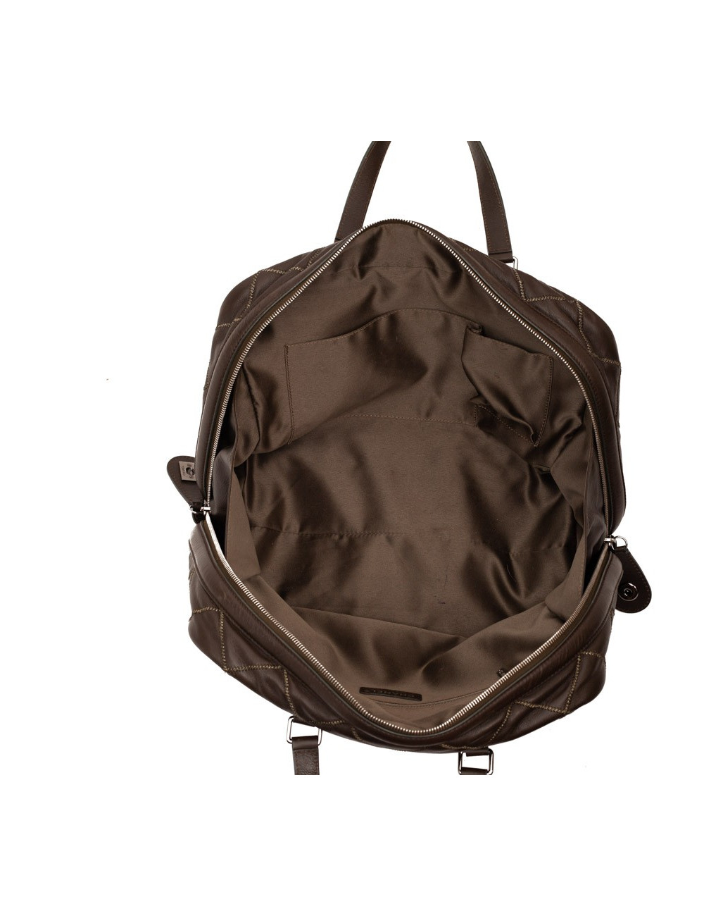 CHANEL tote bag quilted brown leather with gold threads