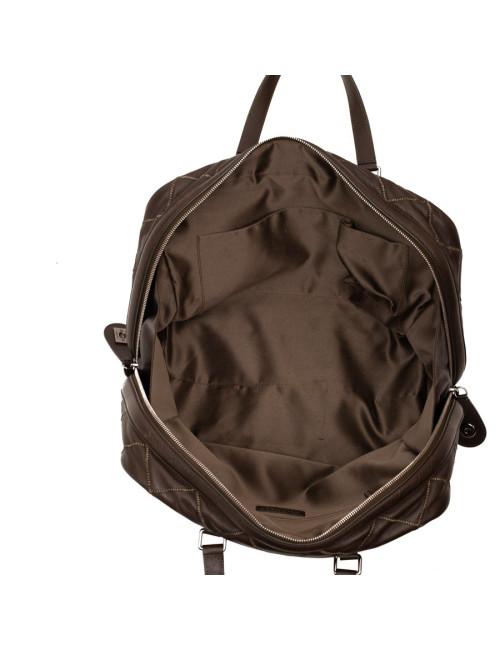 CHANEL tote bag quilted brown leather with gold threads