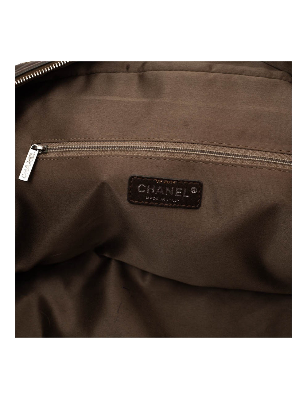 CHANEL tote bag quilted brown leather with gold threads