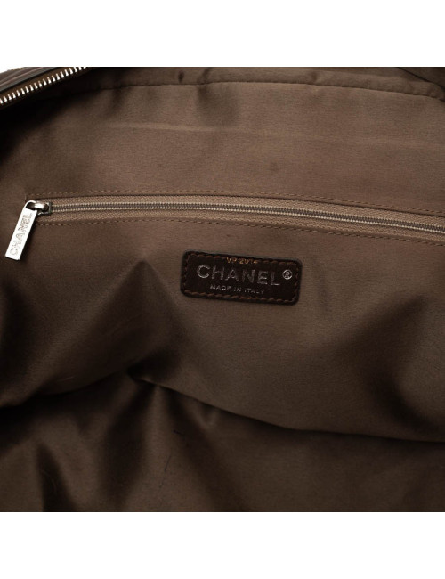 CHANEL tote bag quilted brown leather with gold threads