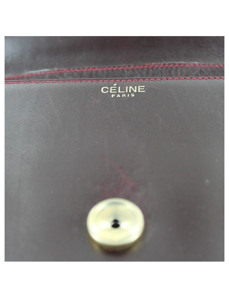 Pochette CELINE vintage en cuir bordeaux