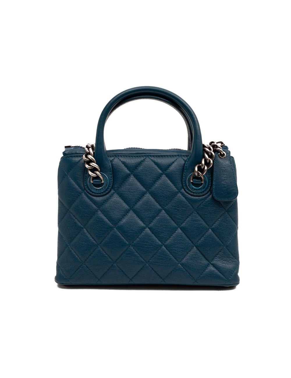 CHANEL bleu sac en cuir grainé
