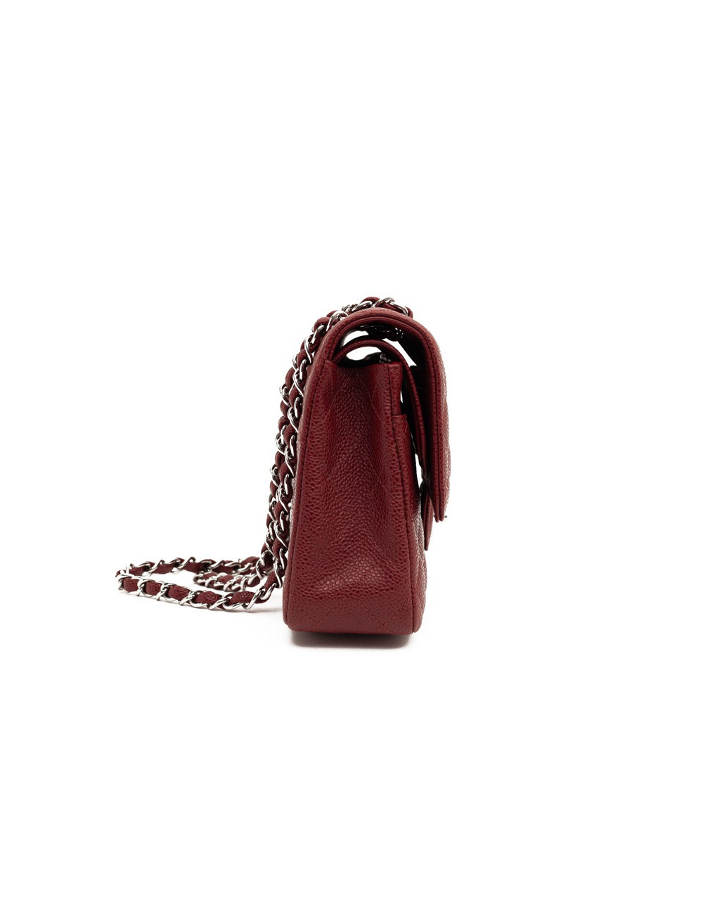 Sac Classique 25 cm CHANEL cuir grainé bordeaux