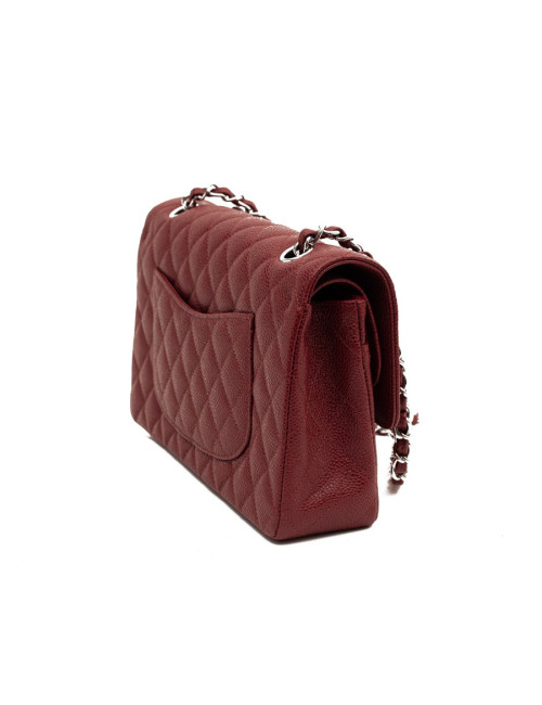 Sac Classique 25 cm CHANEL cuir grainé bordeaux
