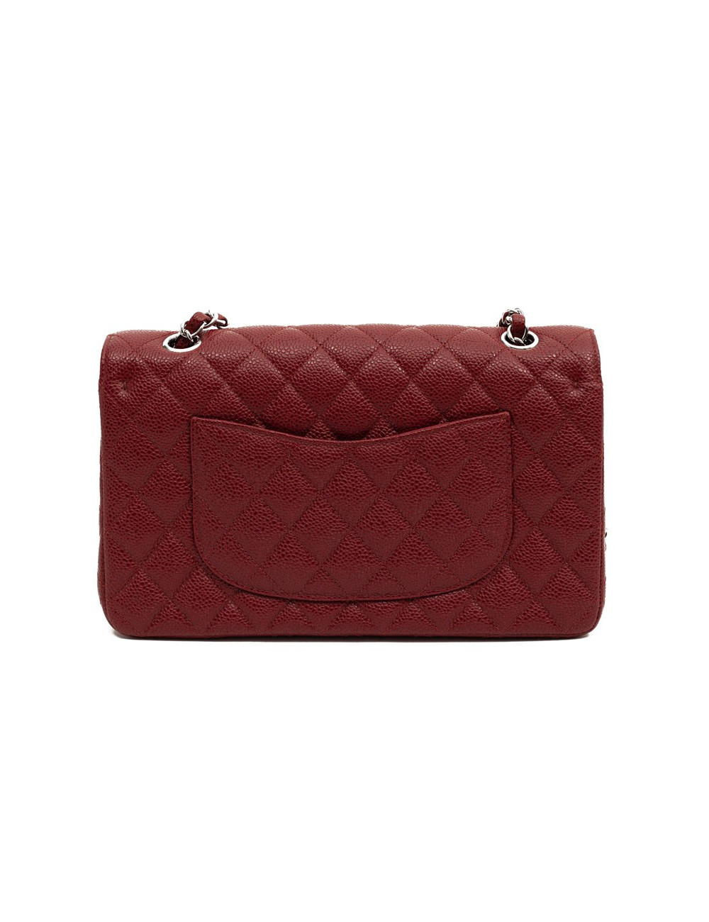 Sac Classique 25 cm CHANEL cuir grainé bordeaux