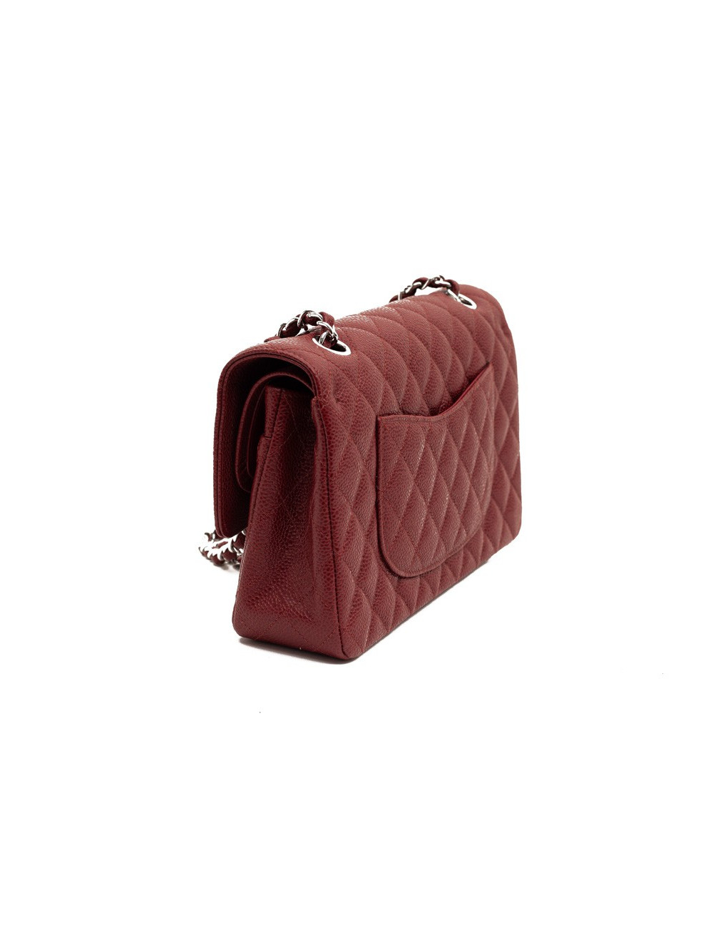 Sac Classique 25 cm CHANEL cuir grainé bordeaux