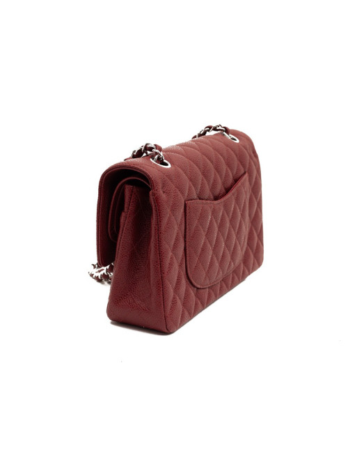 Sac Classique 25 cm CHANEL cuir grainé bordeaux