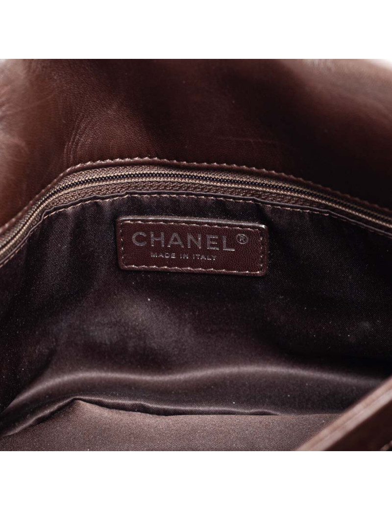 CHANEL sac cuir d'agneaju marron