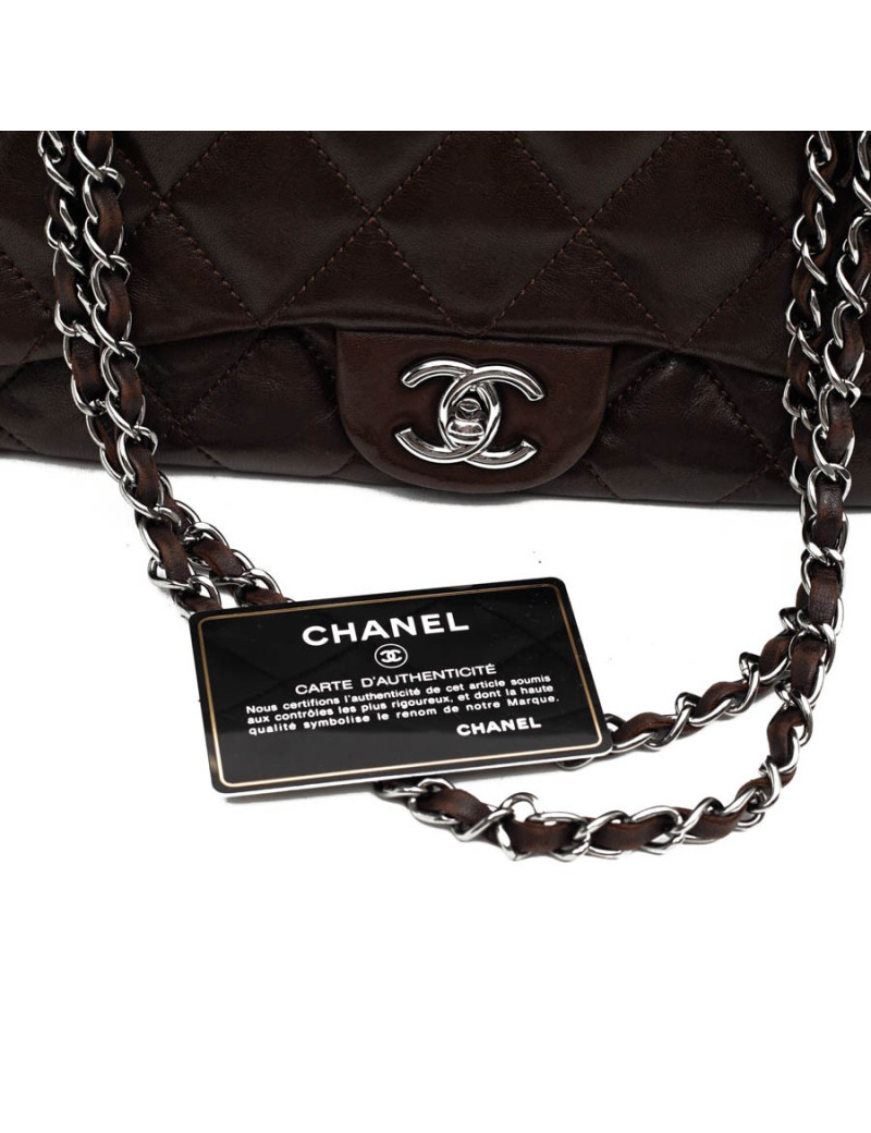 CHANEL sac cuir d'agneaju marron