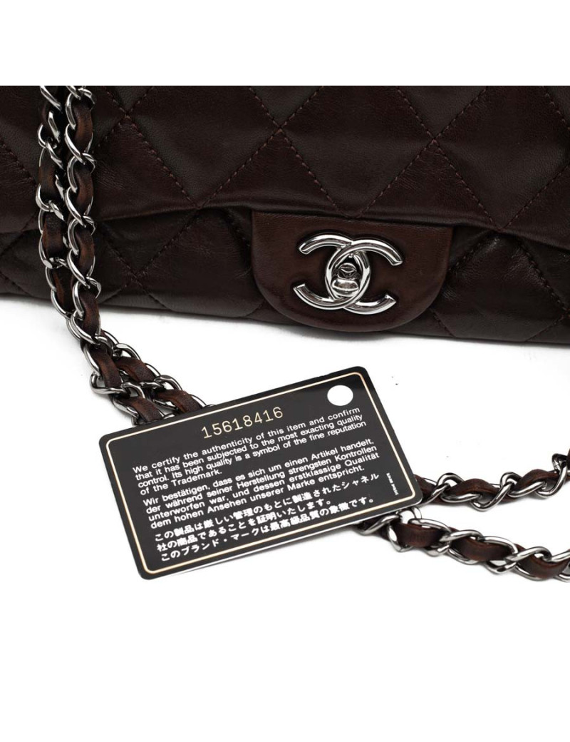 CHANEL sac cuir d'agneaju marron