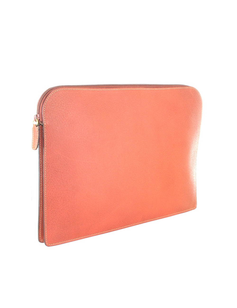 Porte-documents GUCCI en cuir grainé marron à zip