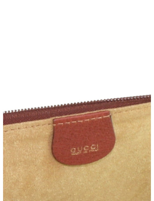 Porte-documents GUCCI en cuir grainé marron à zip