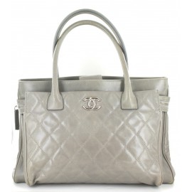 CHANEL bag grey smooth lambskin leather