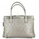 CHANEL bag grey smooth lambskin leather