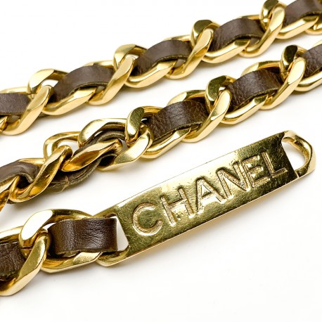 Chanel brown leather belt 