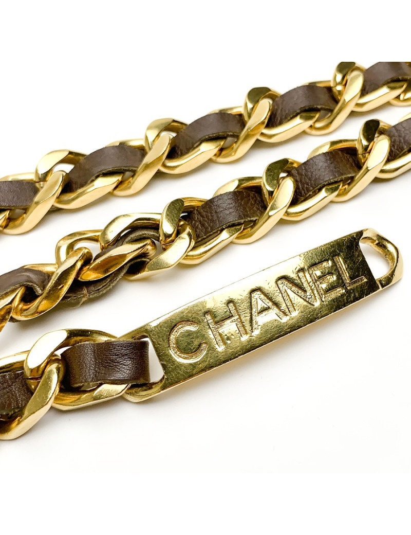 Chanel brown leather belt 
