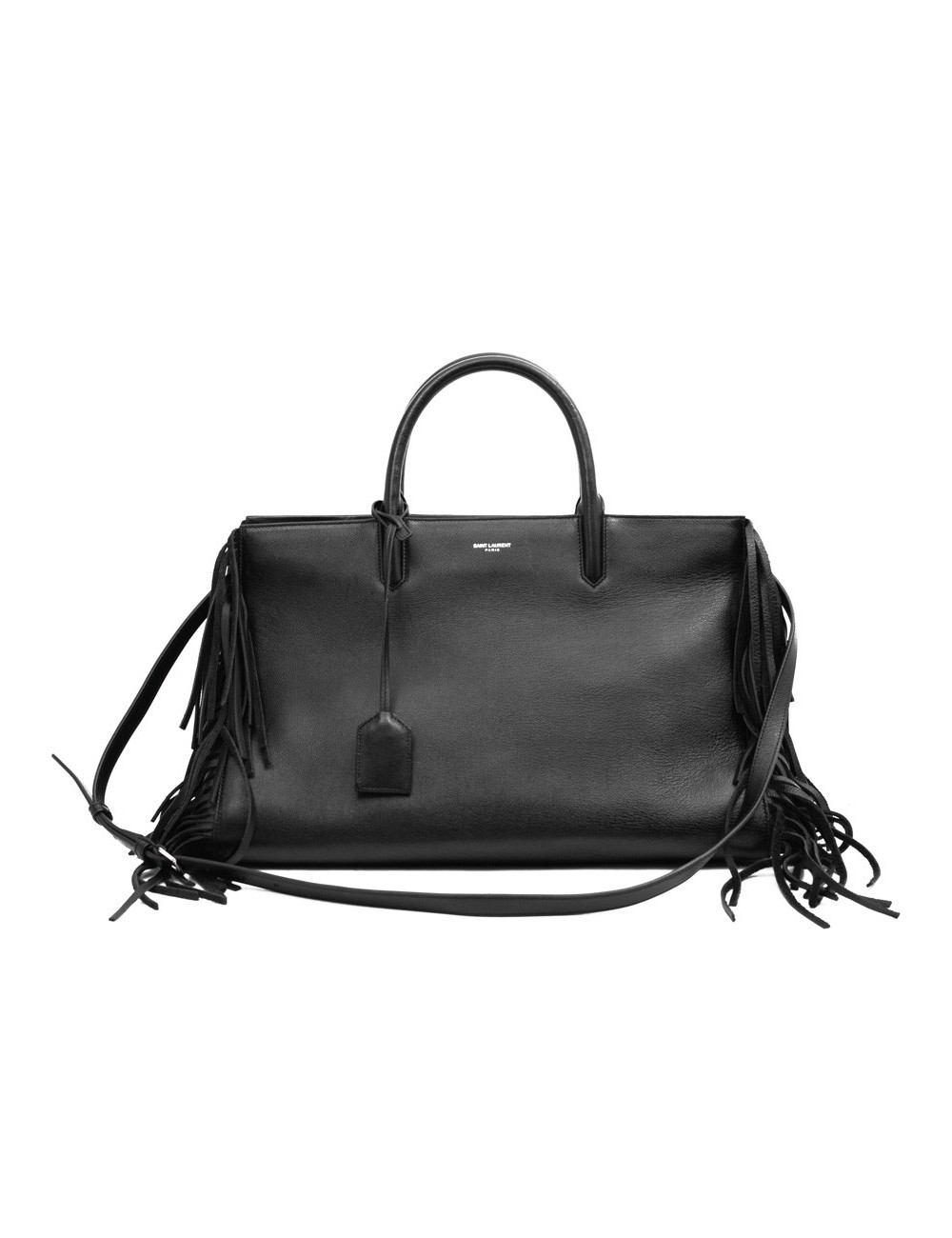 YSL sac à franges cuir lisse noir