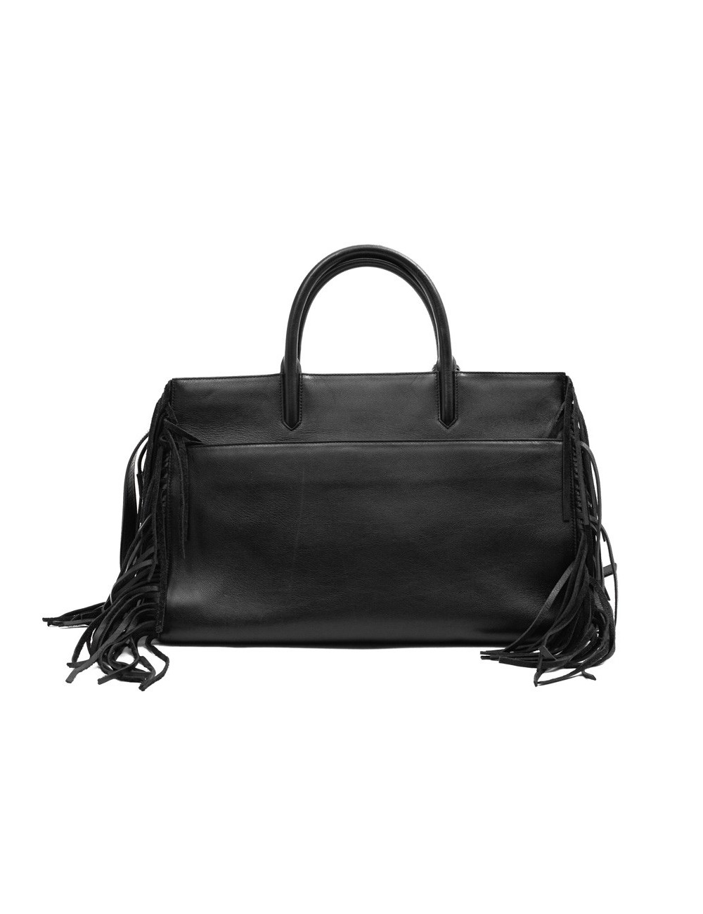 YSL sac à franges cuir lisse noir