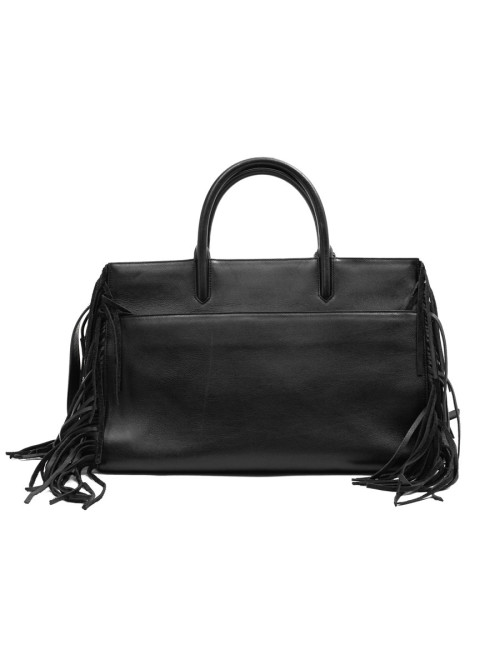 YSL sac à franges cuir lisse noir