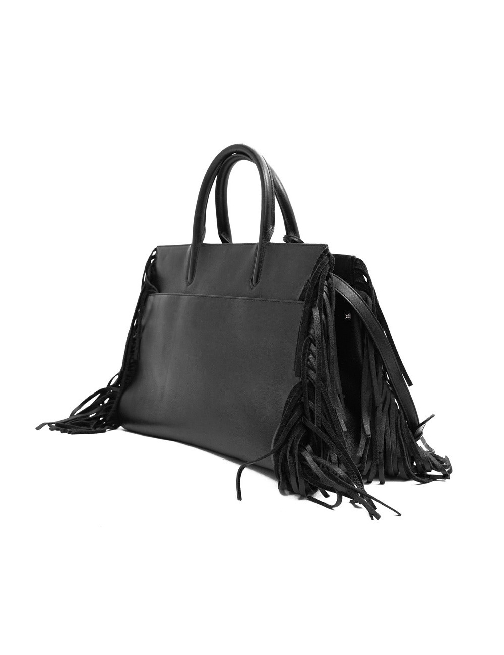 YSL sac à franges cuir lisse noir