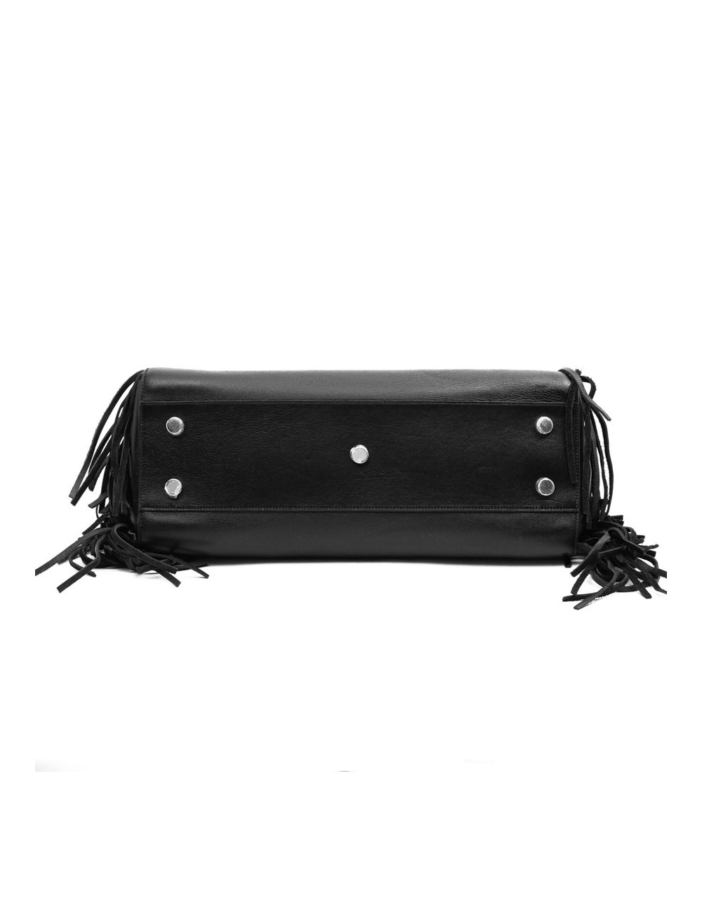 Grand sac Shopping YSL à franges cuir noir