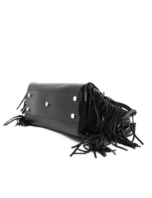 YSL sac à franges cuir lisse noir