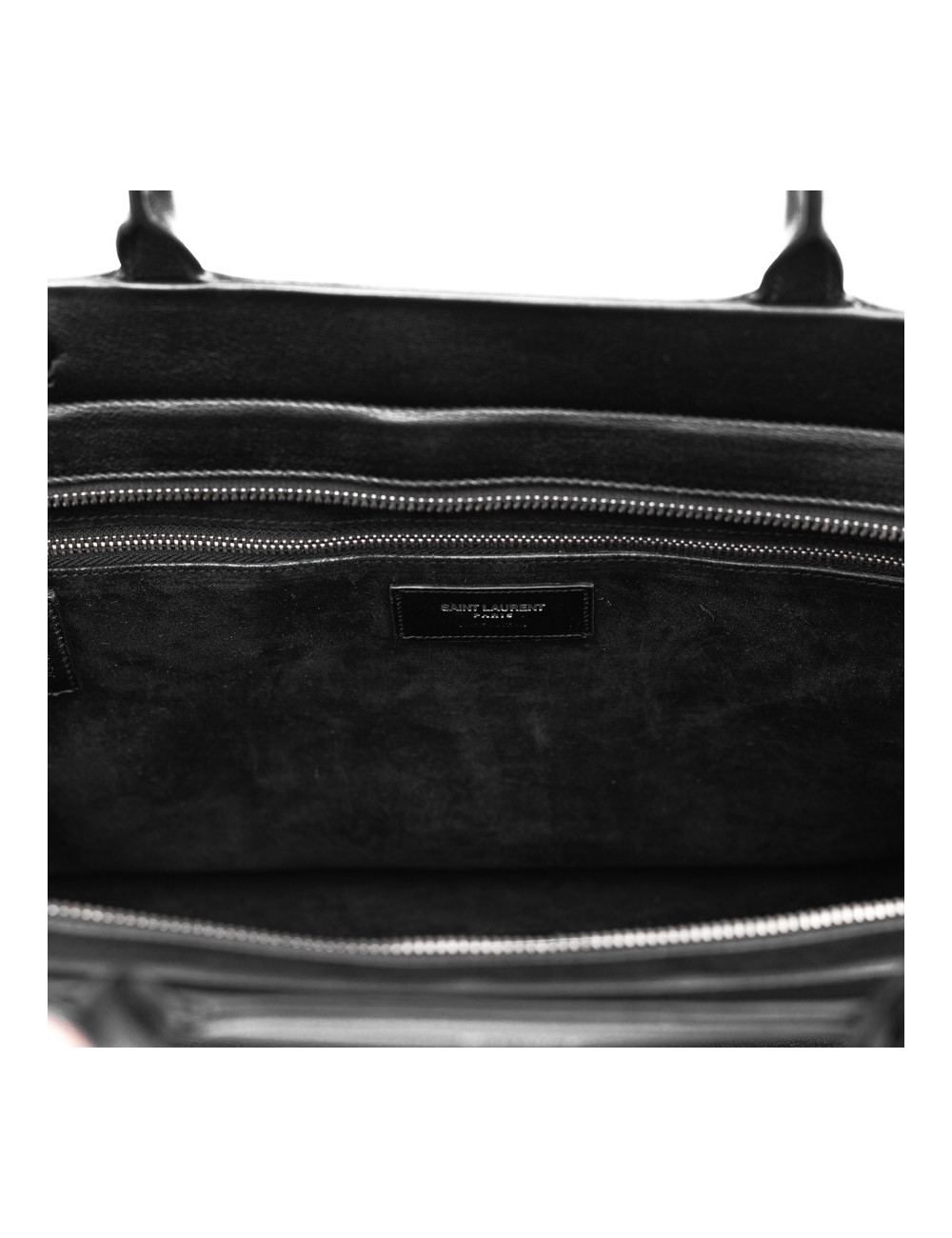 YSL sac à franges cuir lisse noir