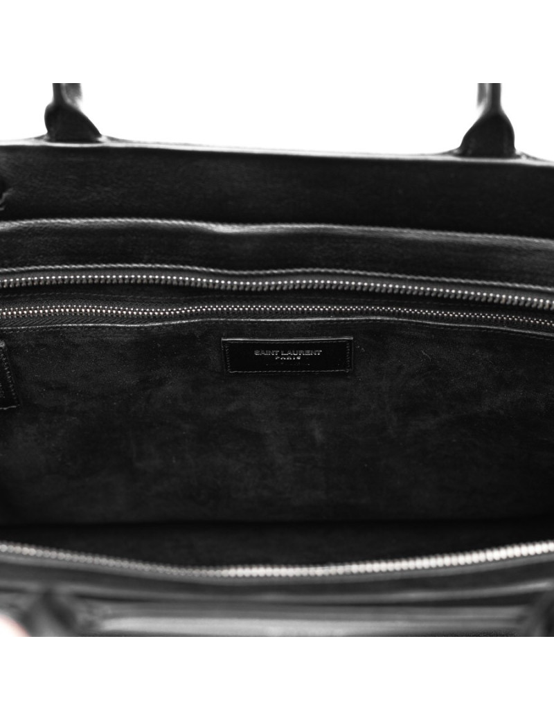 Grand sac Shopping YSL à franges cuir noir